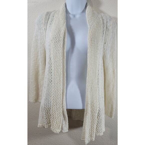 Moth Anthropologie Cream Open Knit Cardigan XS Lightweight Soft Stretch Comfy - Picture 1 of 7